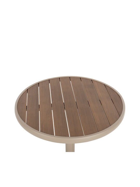 Alexa Outdoor Dinner Table with Polywood Surface and Aluminum Frame Natural 60x60x73cm