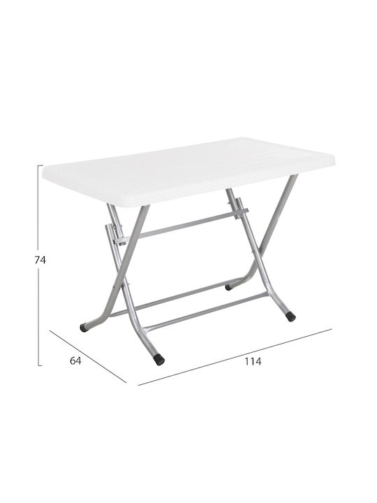 Conny Outdoor Dinner Foldable Table with Polypropylene Surface and Metal Frame Natural 114x64x74cm