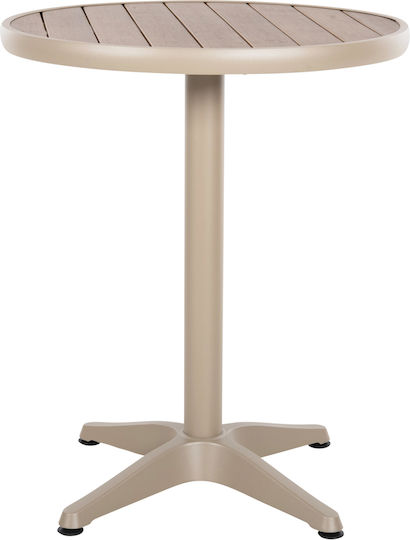 Outdoor Dinner Table with Polywood Surface and Aluminum Frame Natural 60x60x73cm