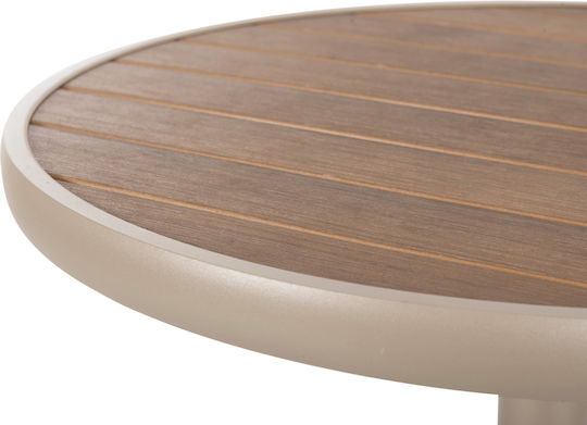 Outdoor Dinner Table with Polywood Surface and Aluminum Frame Natural 60x60x73cm