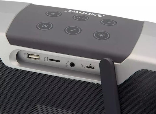 Andowl Ηχείο Karaoke με Ασύρματα Μικρόφωνα Qyx0817 Q-YX0817 Ασημί