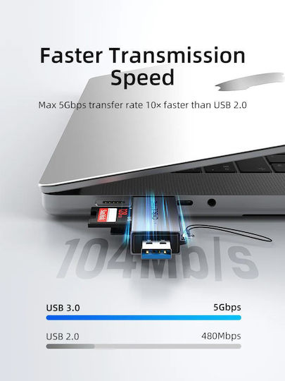 Cabletime Card Reader USB 3.0 Type-C για SD/microSD Γκρι