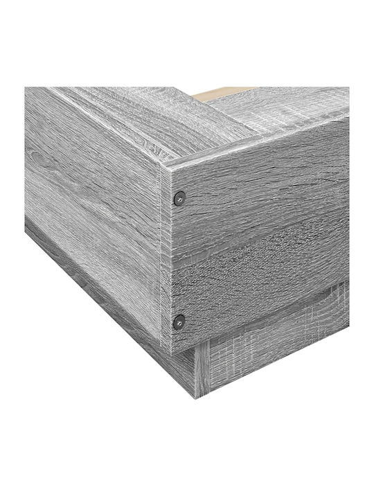 Double Wooden Gray Bed Base with Slats for Mattress 160x200cm