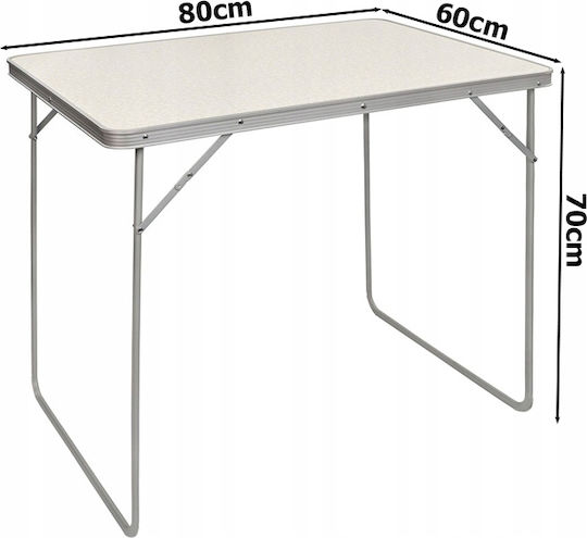 Faltbarer Touristentisch Zola, stabile rutschfeste Beine, Aluminiumgestell, 80x60x70 cm