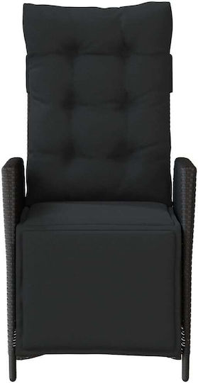 Scaun de exterior Rattan Negru cu pernă 2buc 57x61x93cm