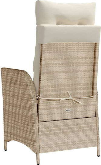 Outdoor-Stuhl Rattan Beige mit Kissen 2Stück 57x61x93εκ.