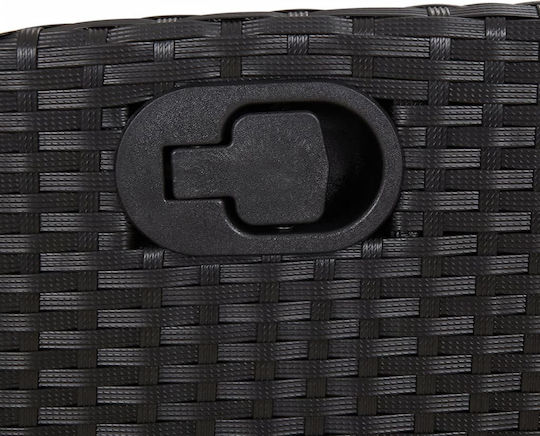 Scaun de exterior Rattan Negru cu pernă 2buc 57x61x93cm