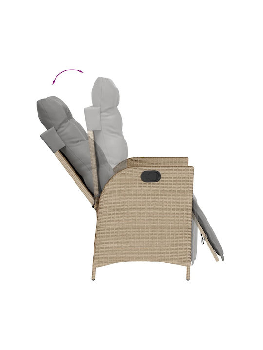 Außenstuhl Rattan Mixed Beige mit Kissen 2Stück 57x61x93cm.