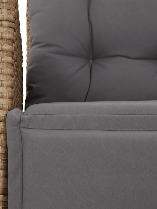 Außenstuhl Rattan Mixed Beige mit Kissen 2Stück 57x61x93cm.