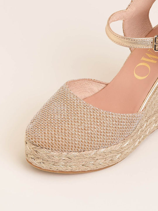 Women's Leather Platform Espadrilles Gold