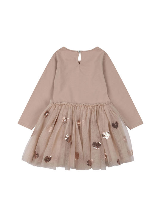 Konges Slojd Kids Dress with Sequins Long Sleeve Coeur Sequins