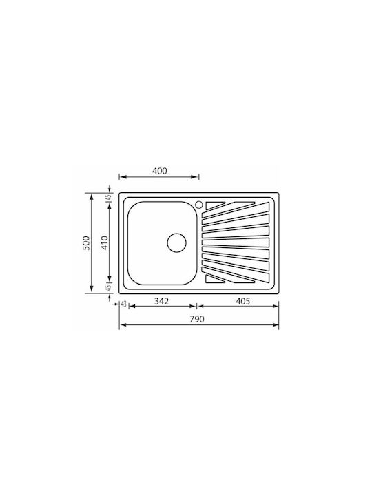 Sanitec Cometa 11441 Vessel Sink Right Inox Satin W79xD50cm Silver