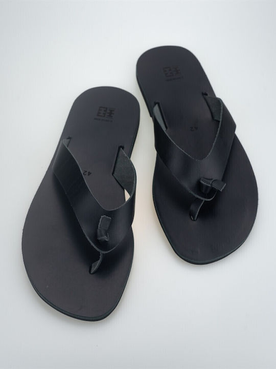 ΞΞ Leder Herrensandalen in Schwarz Farbe