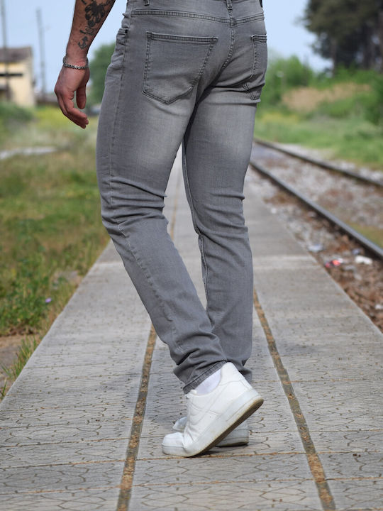 Cotton Green Pantaloni de Bărbați din Jean în Croială Slim Grey