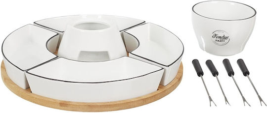 Cook Concept Porcelain Fondue Pot with Tea Light White 30x19x30cm