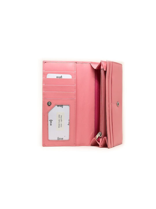 Mentzo Large Leather Women's Wallet with RFID Pink