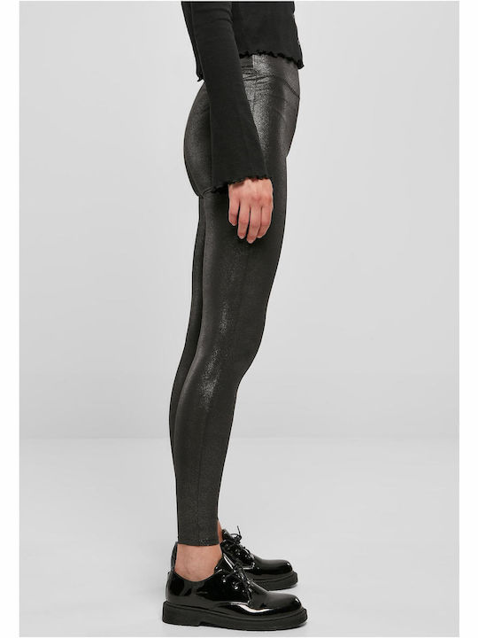 Frauen Leggings Glänzend & Hochgeschnitten Sparklingblack