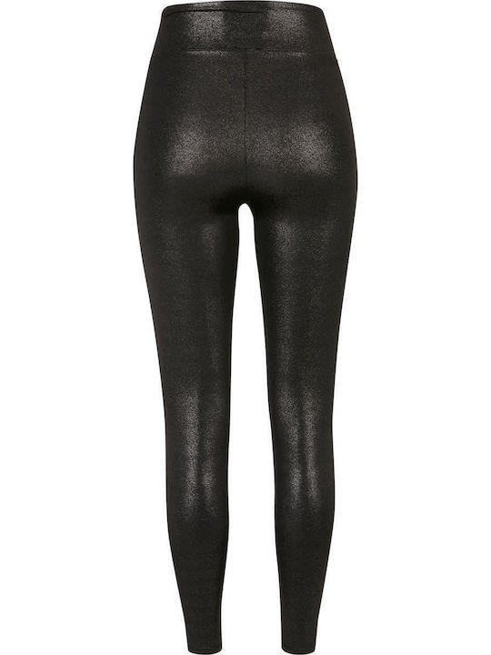Frauen Leggings Glänzend & Hochgeschnitten Sparklingblack