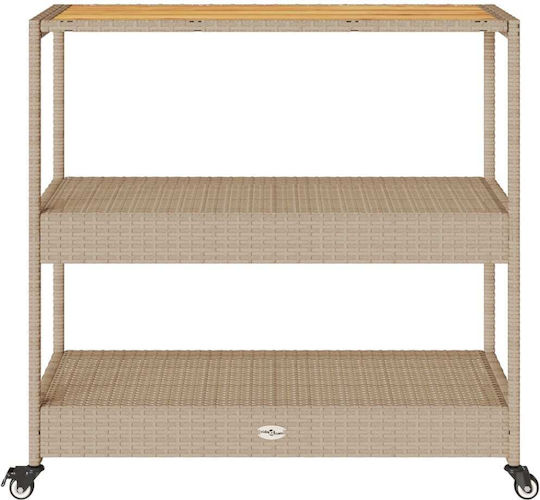 vidaXL Wooden Kitchen Trolley 3 Tiers Beige 101x40x100cm