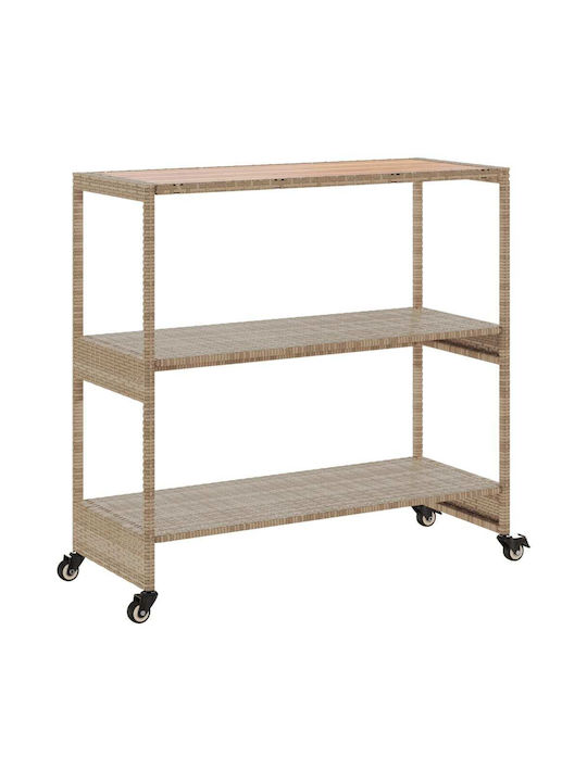 vidaXL Wooden Kitchen Trolley 3 Tiers Beige 101x40x100cm