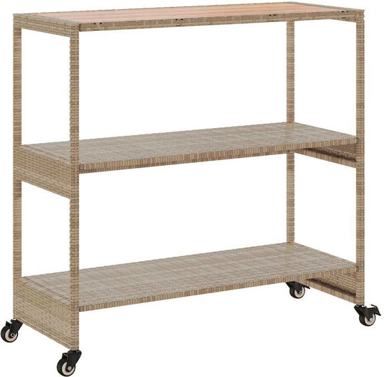 vidaXL Wooden Kitchen Trolley 3 Tiers Beige 101x40x100cm