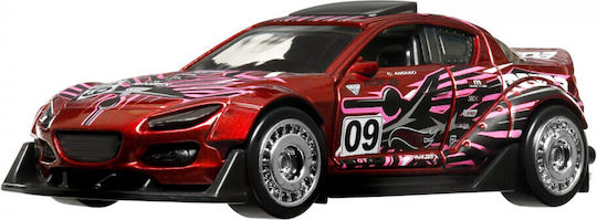 Hot Wheels Mașină metalică cu mecanism de tragere înapoi Mazda 2004 Rx8, scară personalizată 1:43