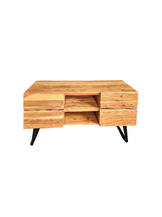 TV Stand Dervie from Metal & Solid Wood Natural L130xW43.5xH66.5cm