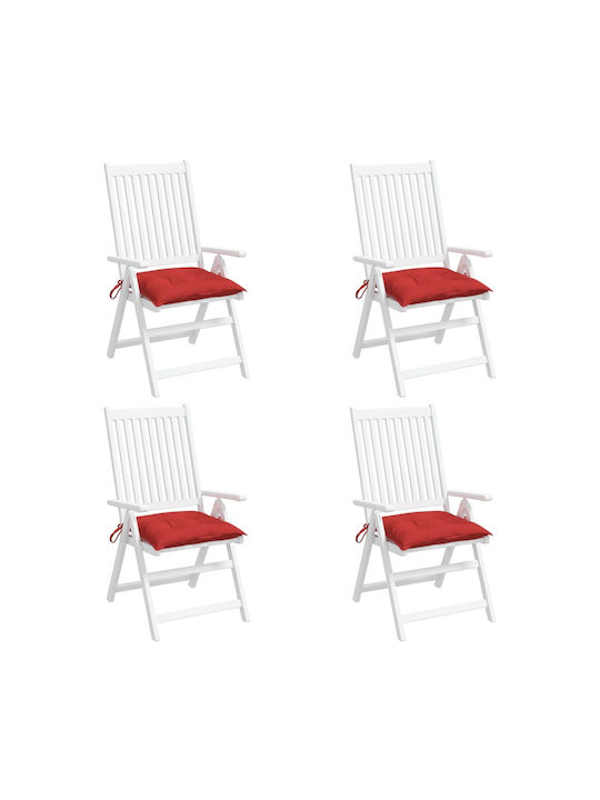 vidaXL Waterproof Garden Chair Cushion Red 4pcs 40x40cm.