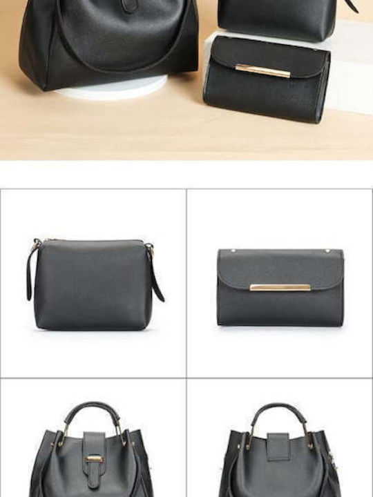 Set Geantă de damă Shopper De umăr Neagră