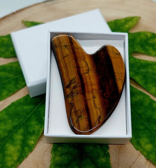 Αυθεντική Πέτρα Gua Sha Tiger Eye για Μασάζ Προσώπου Μάτι της Τίγρης