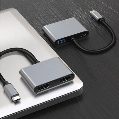 Powertech PTH-113 USB-C Docking Station mit HDMI 4K PD Gray