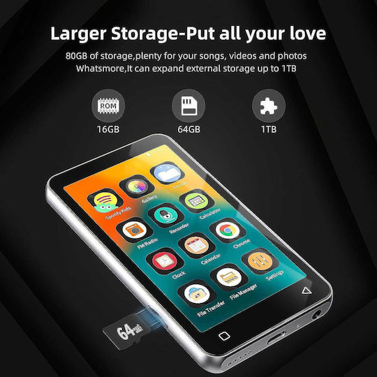 Innioasis ‎G1 MP3 Player (80GB) with LCD Touch Screen 4" White