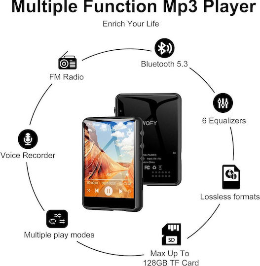 SWOFY M4 MP3-Spieler (64GB) mit IPS / TFT Touchscreen 2.4" Schwarz