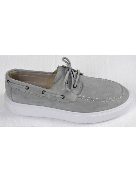 Riviera Exclusive Suede Ανδρικά Boat Shoes σε Γκρι Χρώμα