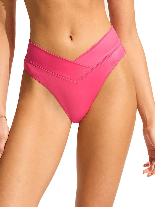 Bikini Slip Talie Înaltă Roz