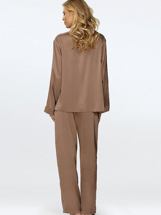 Dkaren Sommer Damen Pyjama-Set Light Brown