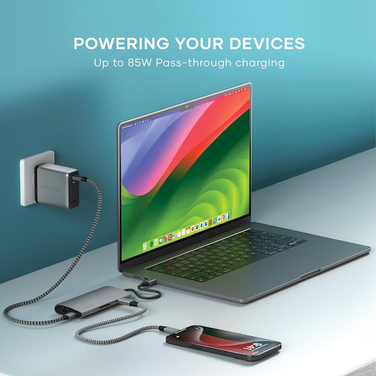 Satechi USB-C Docking Station με HDMI 4K PD Ethernet Γκρι (ST-P8KEM)