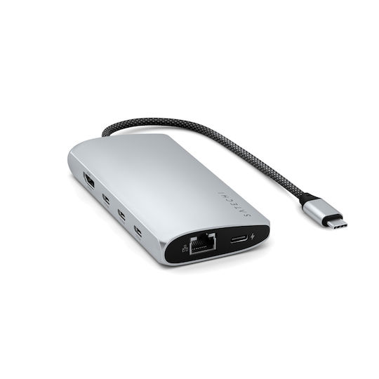 Satechi USB-C Докинг станция с HDMI 4K PD Ethernet Сребрист (ST-P8KES)