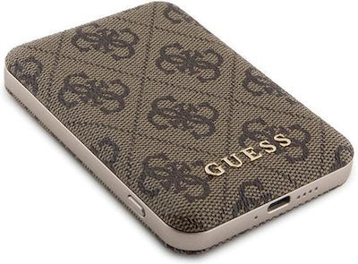 Guess Gubpm5p15l4gemgw iPhone 15 Pro 6.1" Hülle + Powerbank 5000mAh Magsafe 4G Metallisches Logo Braun