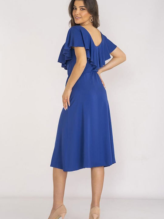 Awama Dress with Ruffle Blue