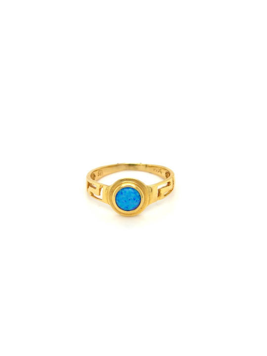 Women's Gold Ring K14 585° Synthetic Opal