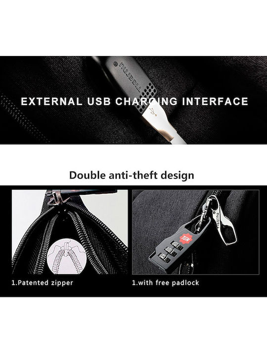 Tigernu Τσάντα Πλάτης για Laptop 14" με Θύρα USB σε Γκρι χρώμα T-B3164 14
