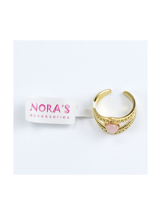 Nora's Accessories Damen Ring aus Stahl Vergoldet