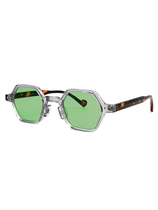 Awear Aaron Sunglasses with Gray Tartaruga Plastic Frame and Green Lens AaronGray