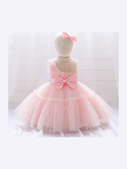 Children's Dress Short Sleeve Tulle Soft Pink