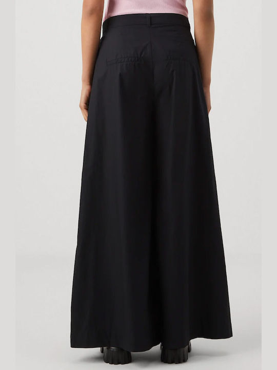 Vero Moda Women's Cotton Trousers in Wide Line Black