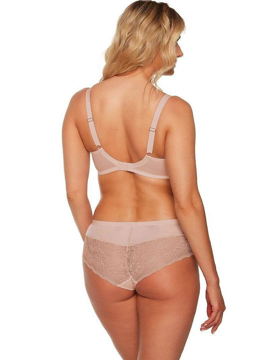 Gaia Baumwolle Damen Slip mit Spitze Beige