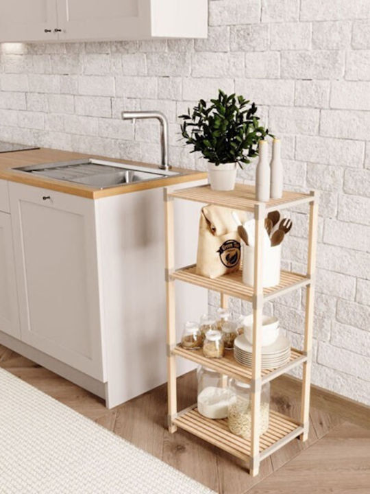 FixWood Floor Bathroom Shelf Wooden with 4 Shelves 32x38x116cm