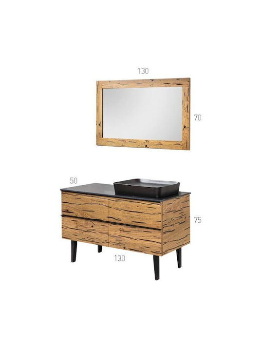 Mabo Natural 130 Bathroom Mirror made of Plywood Beige