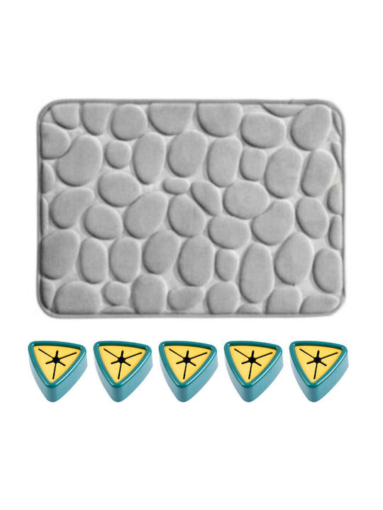 Rutschfest Set Badematten Memory-Schaum Rechteckig Gray Green
